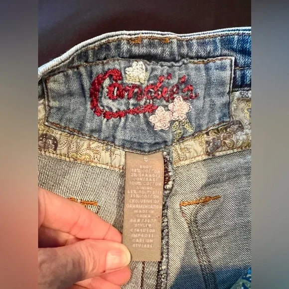 Candie's Denim Embroidered A-Line Skirt - Picture 3 of 3